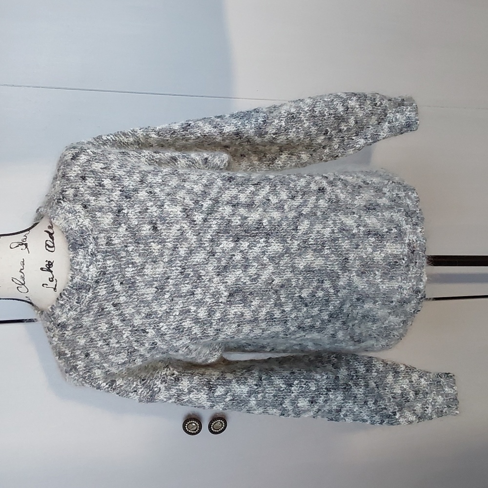 Pasta| Gray/ White Speckled Neutral Mohair Soft Sweater Cozy Chic Mod Sz. M